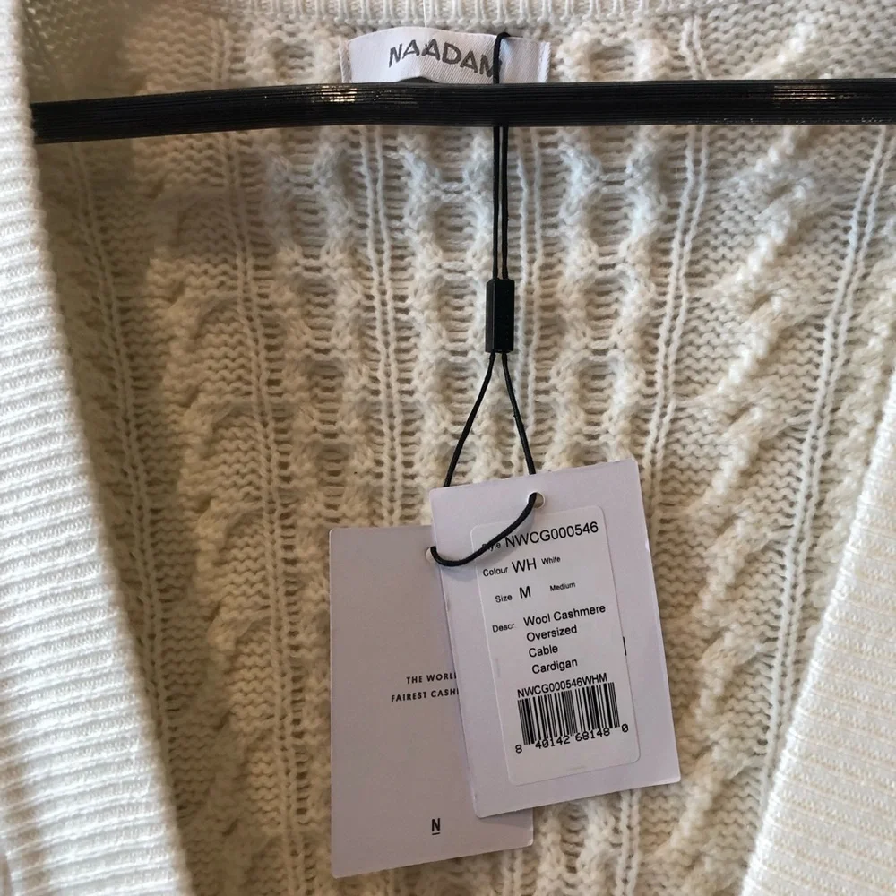 NAADAM wool cashmere boho oversized slouchy chunky cable knit grandpa cardigan - Picture 6 of 8